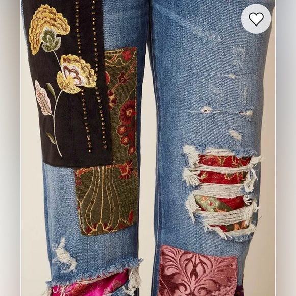 We The Free Patchwork Lux Boyfriend Jeans Size 28 - Picture 5 of 12